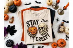 Stay Creepy Halloween Skull PNG Tee Product Image 2
