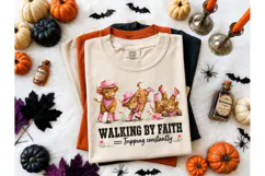 Walking By Faith Highland Cow PNG Tee Product Image 2