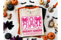 Breast Cancer Awareness Bows PNG Tee Product Image 2