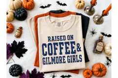 Raised On Coffee Gilmore Girls PNG Tee Product Image 1