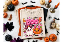 Cute BOO Ghost Pumpkin Halloween PNG Tee Product Image 2