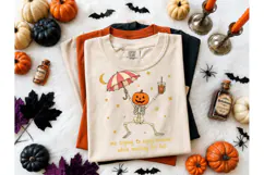 Skeleton Pumpkin Summer Fall PNG Tee Product Image 2