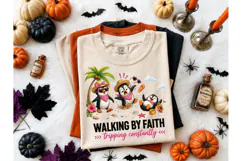 Walking By Faith Penguin Beach PNG Tee Product Image 2
