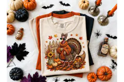 Thankful Turkey Fall PNG Sublimation Tee Product Image 2