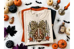 Football Leopard Bow Halloween PNG Tee Product Image 2