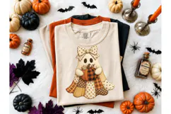 Patchwork Ghost Pumpkin PNG Fall Tee Product Image 1
