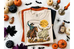 Halloween Cowboy Skeleton PNG Shirt Desi Product Image 2