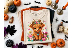 Highland Cow Floral Leopard PNG Tee Product Image 2