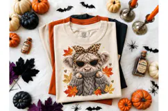 Fall Highland Cow Leopard PNG Tee Design Product Image 2