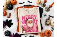 Merry Bright Pink Santa PNG Shirt Design Product Image 1