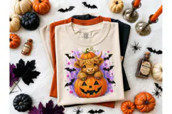 Halloween Highland Cow Pumpkin PNG Tee Product Image 2