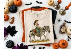 Cowgirl Riding Zebra Western PNG Tee Product Image 2