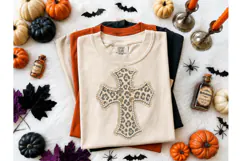 Leopard Cross Pearl PNG Sublimation Tee Product Image 1