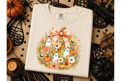Halloween Ghost Floral Wreath PNG Tee Product Image 3
