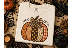 Patchwork Pumpkin Fall PNG Shirt Design Product Image 2