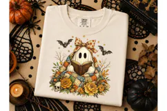 Ghost Reading Book Halloween PNG Tee Product Image 2