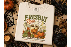 Freshly Bood Halloween Coffee PNG Tee Product Image 2