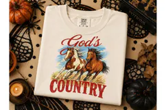 God's Country Wild Horses PNG Tee Design Product Image 2