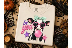 Be You Cow Bubblegum Halloween PNG Tee Product Image 3