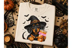 Halloween Dachshund Witch PNG Tee Design Product Image 2