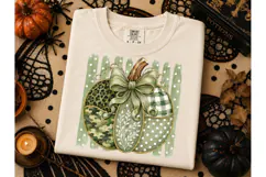 Green Pumpkin Bow Fall PNG Sublimation Product Image 1