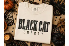 Black Cat Energy Halloween PNG Tee Desig Product Image 3