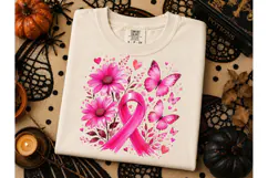 Breast Cancer Awareness Floral PNG Tee Product Image 2