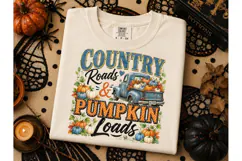 Country Roads Pumpkin Loads PNG Tee Product Image 3