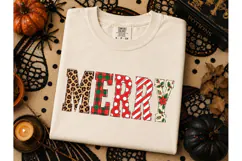Merry Christmas Patchwork PNG Tee Design Product Image 2