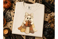 Patchwork Ghost Pumpkin PNG Fall Tee Product Image 2