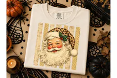 Vintage Santa Leopard Hat PNG Tee Design Product Image 1