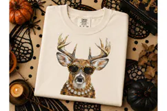 Glamour Deer Leopard Sunglasses PNG Tee Product Image 3