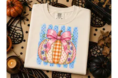 Patchwork Pumpkin Bow PNG Sublimation Product Image 2
