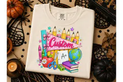 Custom Teacher School Supplies PNG Tee Product Image 2
