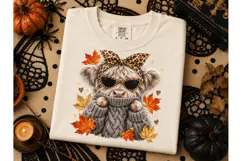 Fall Highland Cow Leopard PNG Tee Design Product Image 3
