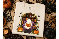Ghost Reading Books Halloween PNG Tee-Ghost Reading Books Ha Product Image 2