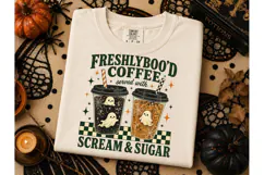 Freshlyboo'd Coffee Halloween PNG Tee Product Image 2