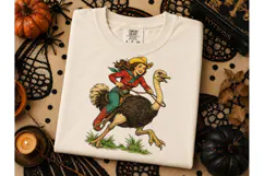Cowgirl Riding Ostrich PNG Tee Design Product Image 3