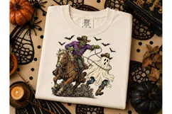 Zombie Cowboy Roping Ghost PNG Tee Product Image 2
