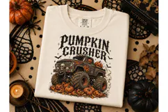 Pumpkin Crusher Monster Truck PNG Tee Product Image 3