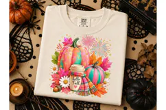 Hello Fall Pumpkin Coffee PNG Tee Design Product Image 3