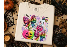 Halloween Ghost Bow Pumpkin PNG Tee Product Image 2