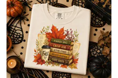 Fall Books Cozy Autumn PNG Shirt Design Product Image 3