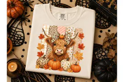 Highland Cow Fall Pumpkin PNG Sublimatio Product Image 2