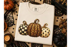 Patterned Pumpkins Halloween PNG Tee Product Image 3