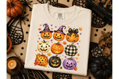 Halloween Pumpkin Grid PNG Shirt Design Product Image 3