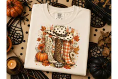 Fall Cowboy Boots Halloween PNG Tee Product Image 3