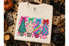 Christmas Trees Bow PNG Sublimation Tee Product Image 2
