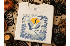 Japanese Crane Floral PNG Shirt Design Product Image 2