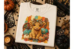 Highland Cow Fall Halloween PNG Tee Product Image 3